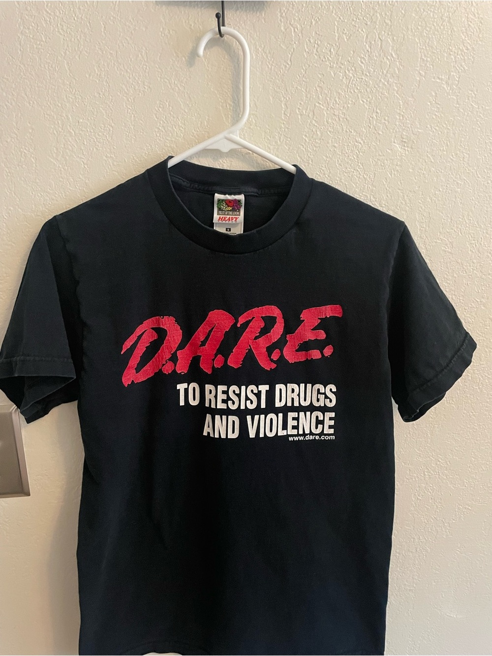 Fruit of the Loom Black Kids D.A.R.E. Tee with Red Logo